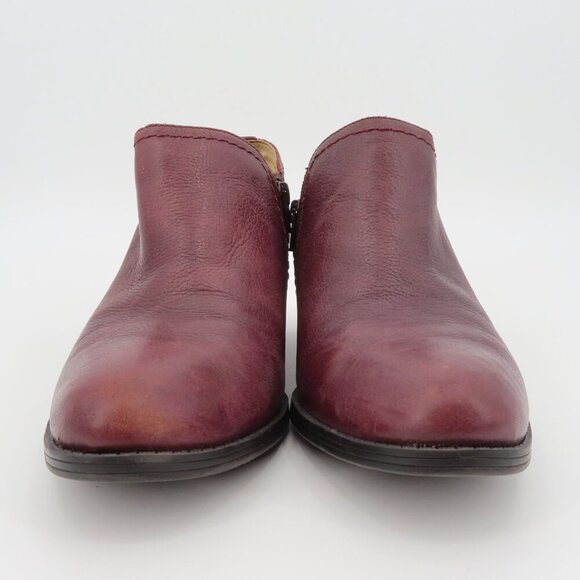 Naturalizer Women 7.5 W ZARIE Leather Ankle Boots Booties Purple Brown Zippers - Picture 3 of 14